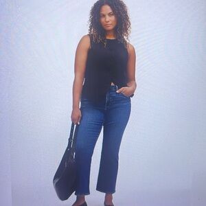 NWT Madewell Mid-Rise Kick Out Crop Jeans in Lenoir Wash